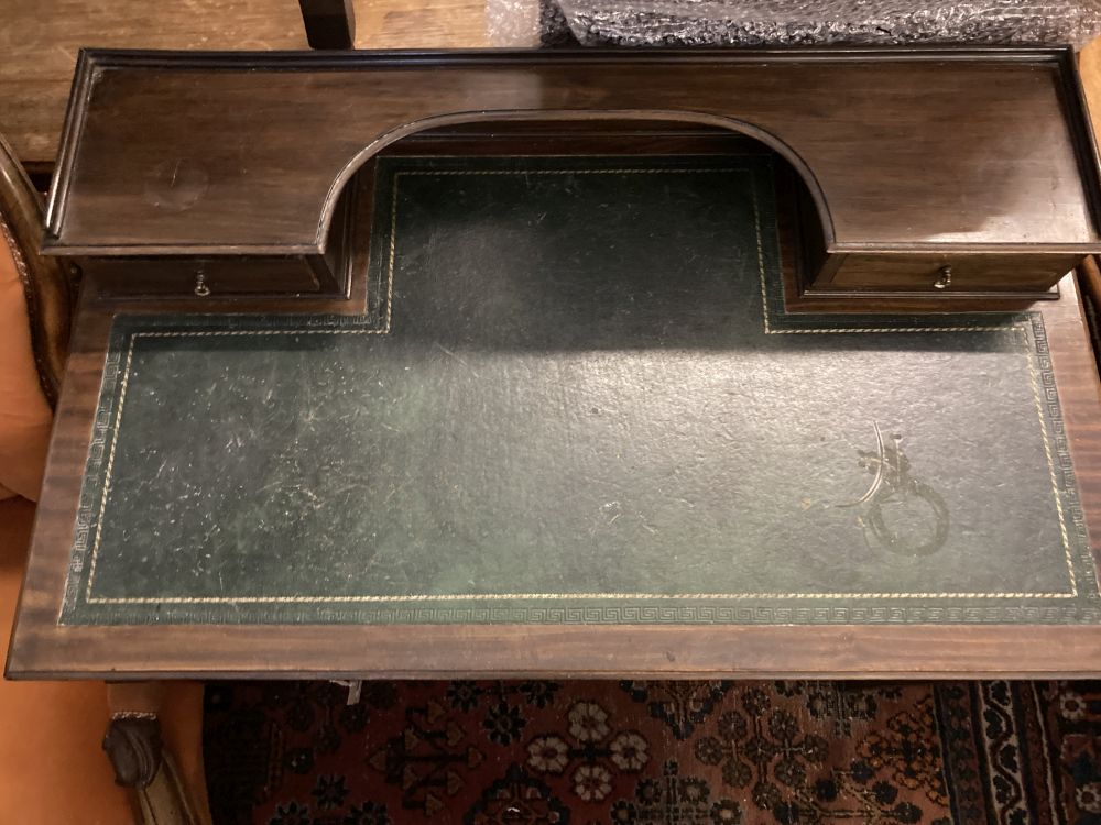 An Edwardian mahogany writing table, width 91cm, depth 52cm, height 74cm